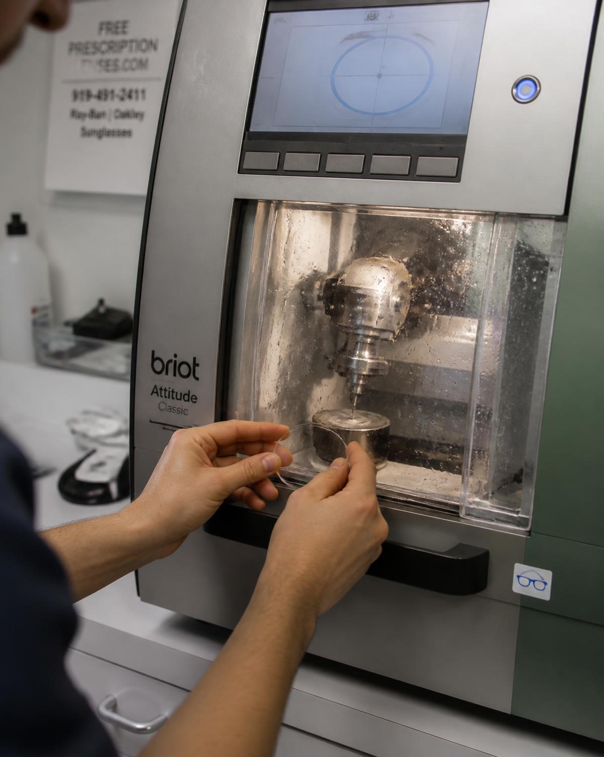 Lens edging machine in the Al Waheda lab